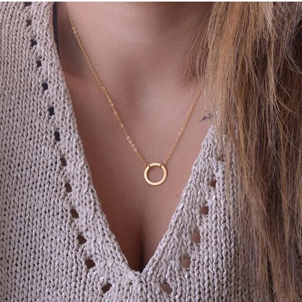 Round Stick Pendant Necklace Long Chain Fashion Jewelry