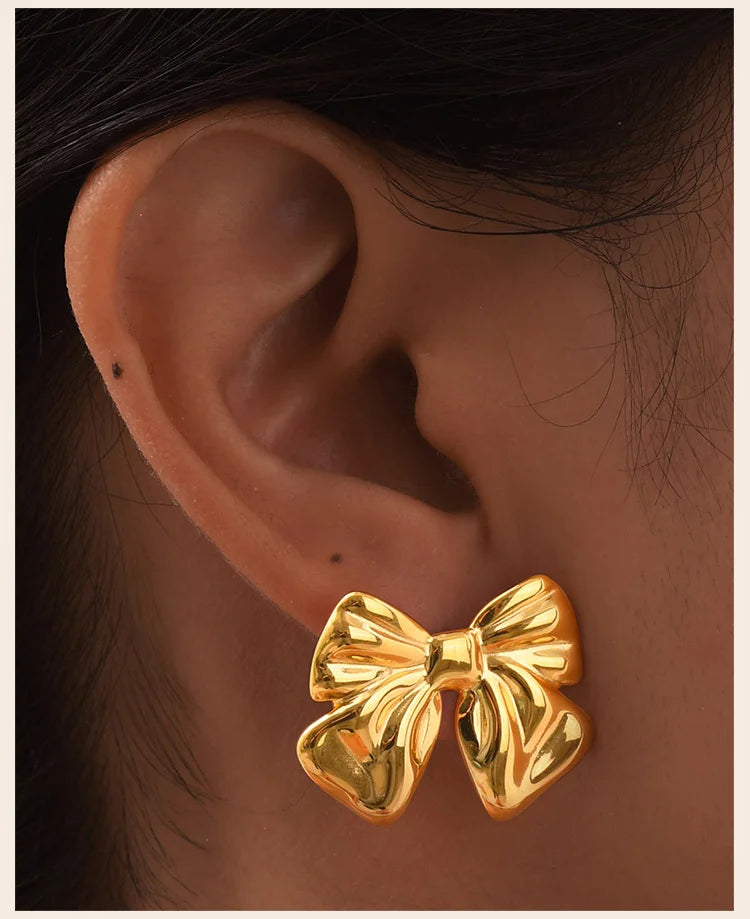 French Retro Earrings 18k Gold Plated Stainless Steel