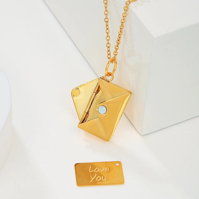 Love You Envelope Pendant Necklace