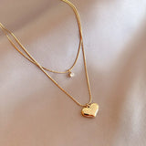 Double Layer Heart Snake Chain Necklace