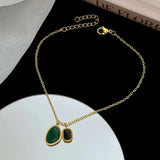 Green Stone Pendant Anklet