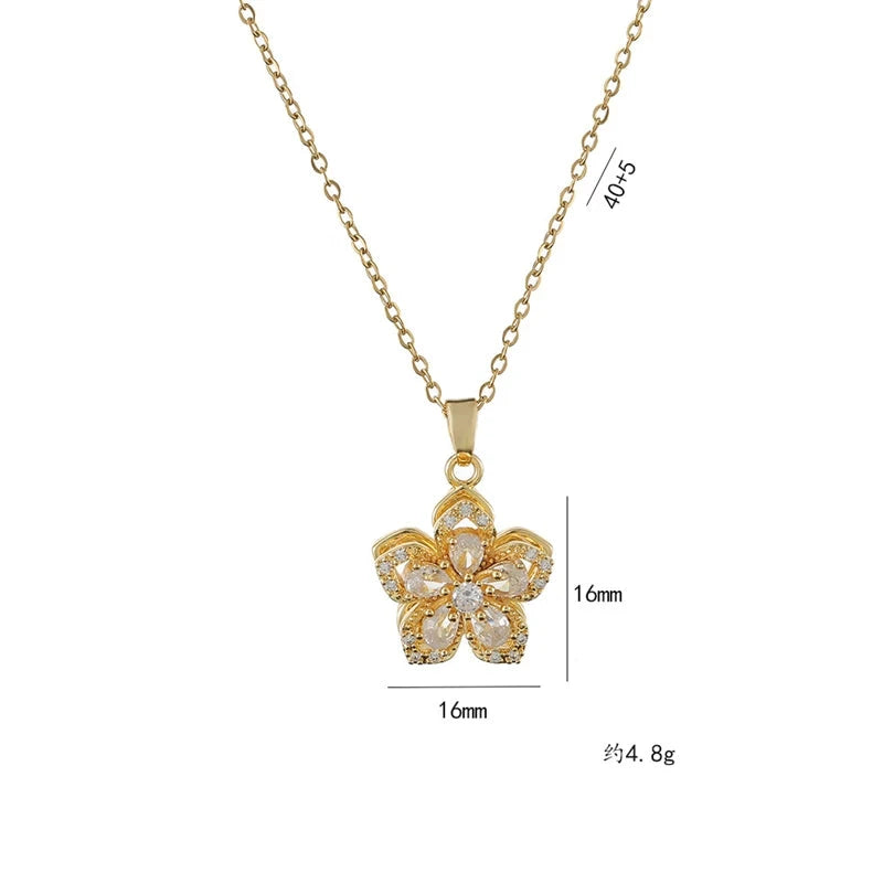 Exquisite Rotating Flower Pendant Necklace