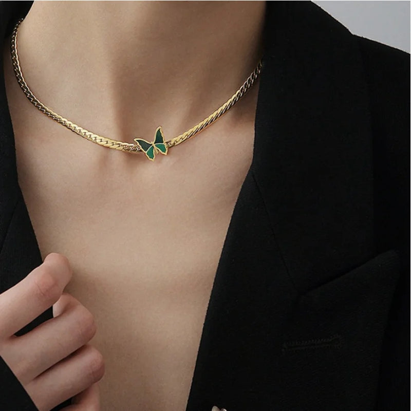 Green Butterfly Necklace