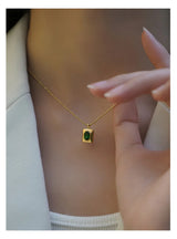 Square Green Zircon Pendant Necklace