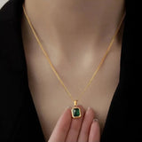 Square Green Zircon Pendant Necklace