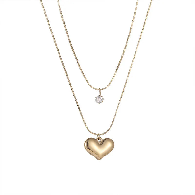 Double Layer Heart Snake Chain Necklace