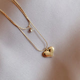 Double Layer Heart Snake Chain Necklace