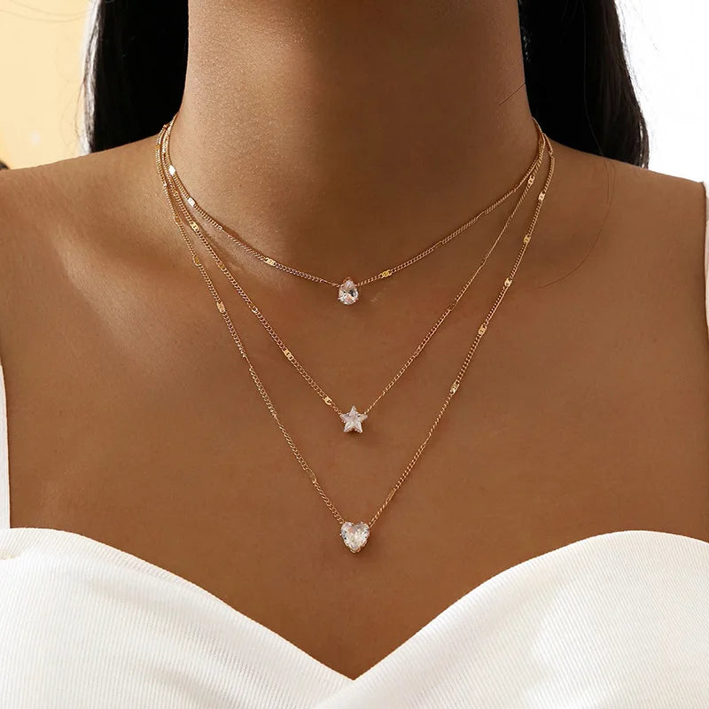 Multilayer Chain Faith Pendant Necklace