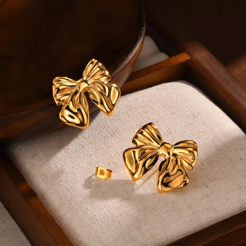 French Retro Earrings 18k Gold Plated Stainless Steel