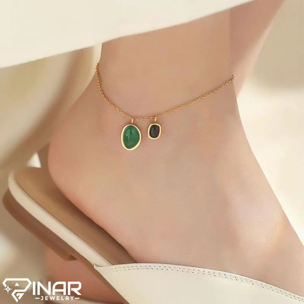 Green Stone Pendant Anklet