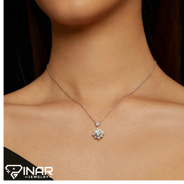 Moissanite Halo Necklace