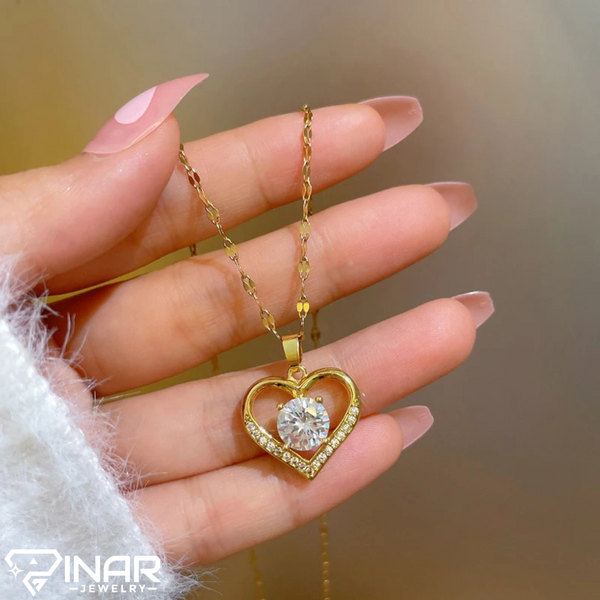 Artificial Gems Heart Necklace